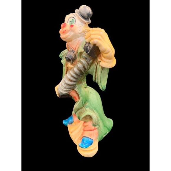 Vintage Circus Clown Resin Figurine Musician Music Squeezebox Italy 5" - Picture 2 of 7